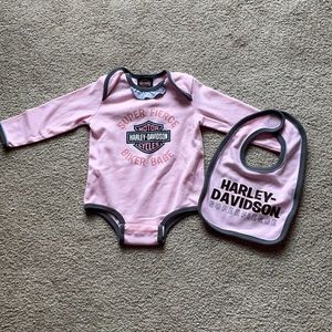 Harley Davidson baby girl onesie set